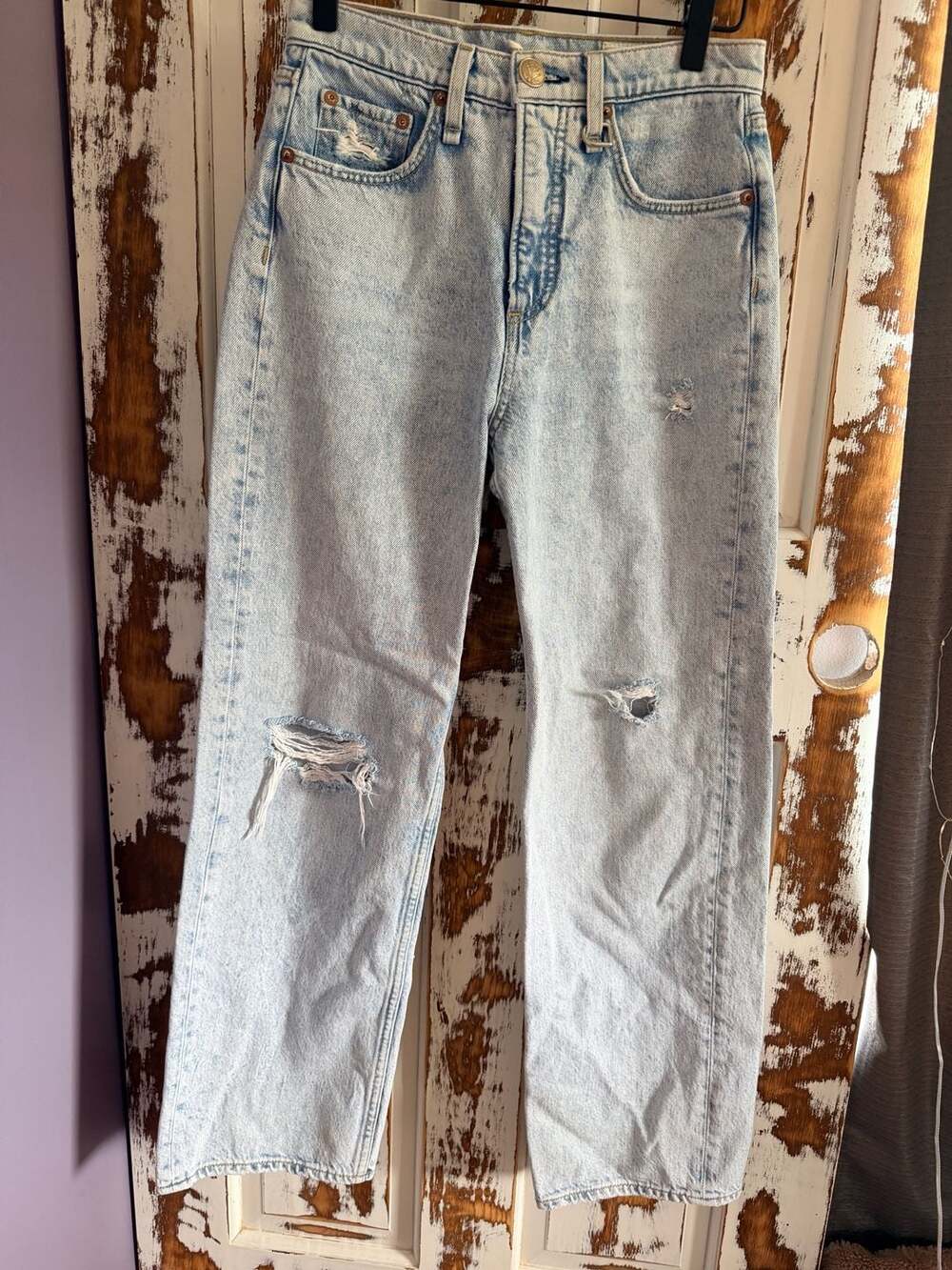 rag & bone Ruth Super High-Rise Distressed Y2K Straight Leg Jeans Size 24